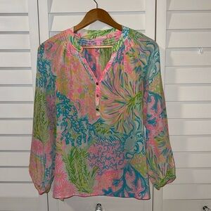 Lilly Pulitzer Multicolor Tropical Print Blouse